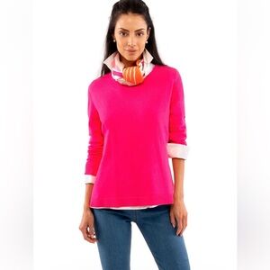 Gretchen Scott Sneek a Peek Knit Sweater Hot Pink‎ Long Sleeve Size Small